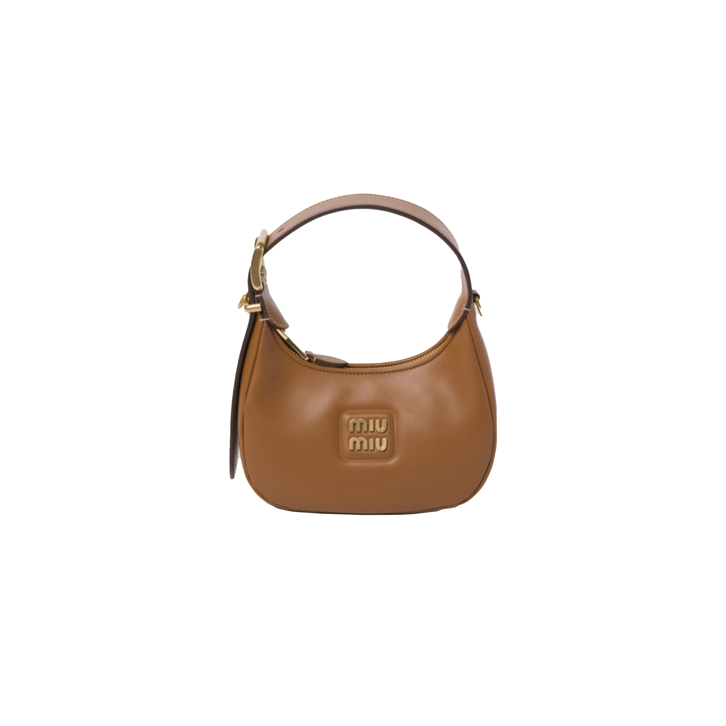 MIU MIU LEATHER HALF-MOON BROWN BAG 5BP161 (17*15.5*5.5cm)